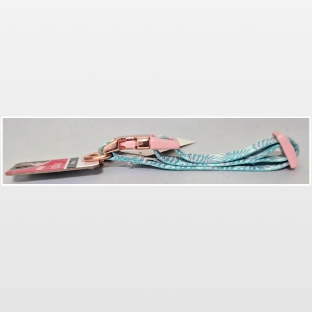 New Dog Collar Small Adjustable Pet Animal Green Tropical Leaves Pink NWT
